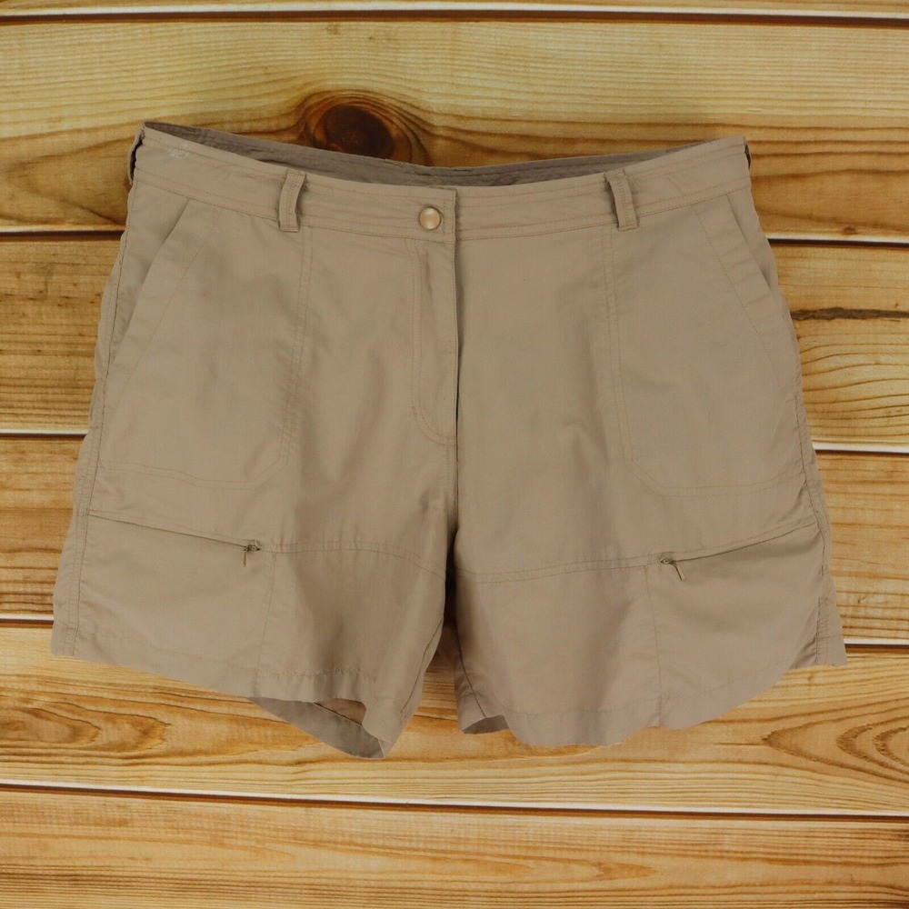 Hiking Cargo Shorts Womens Size 18 Brown NYLON Zip Pockets World Wide Sportsman‎